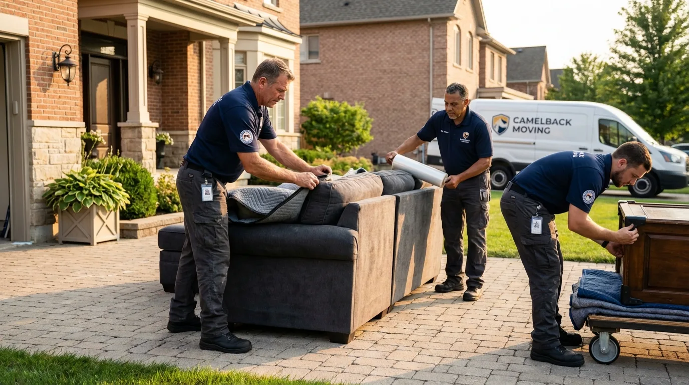 Large estate moving crew wrapping furniture in Lebanon, OR